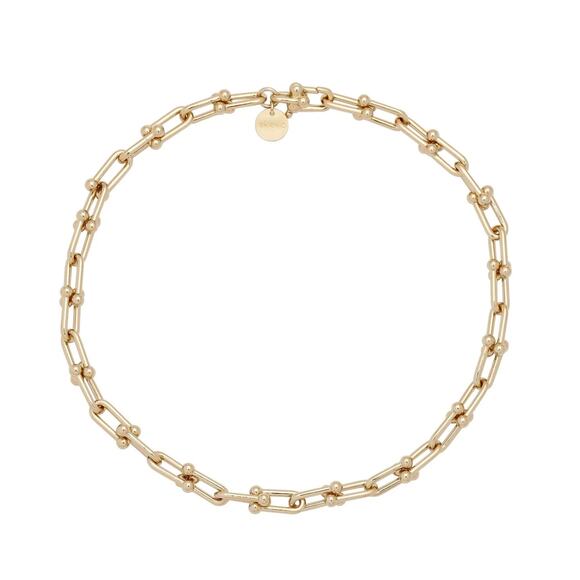 Eklexic Jewelry - Gold Beaded Link Choker Necklace - Women Jewelry